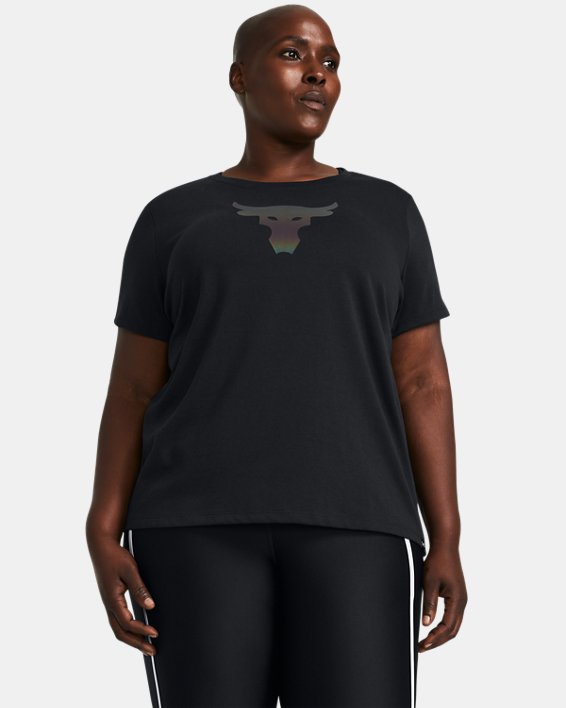Women's Project Rock Night Shift Heavyweight Short Sleeve in Black image number 0